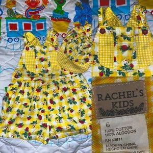 Toddler girl overalls with matching hat